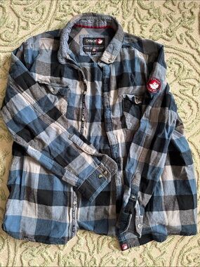 Canada West Blue & Gray Plaid Button-Down Shirt